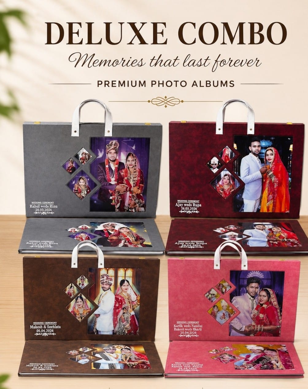 Luxury handcrafted wedding photo album by Wedding Album India